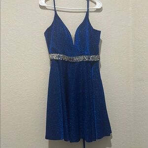 Blue Sparkle Dress with Sequin Waist